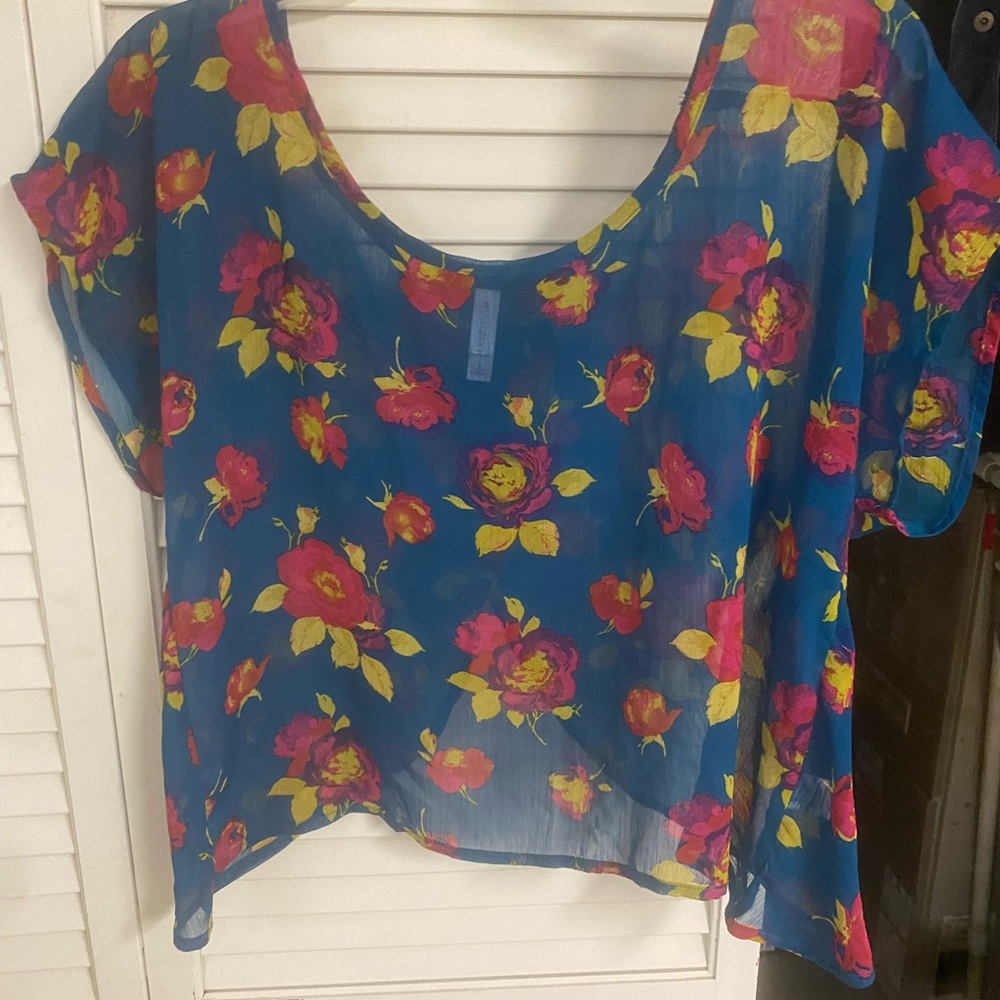 Floral Sheer Blue Top
